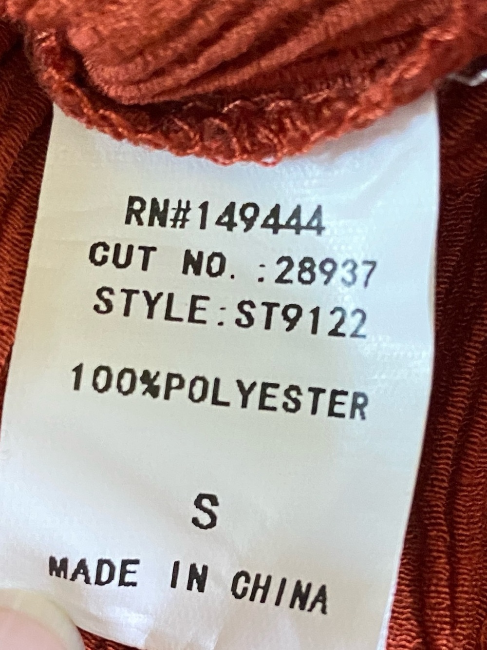 Rust Crinkled V-Neck Women’s Top Size S - Picture 4 of 5